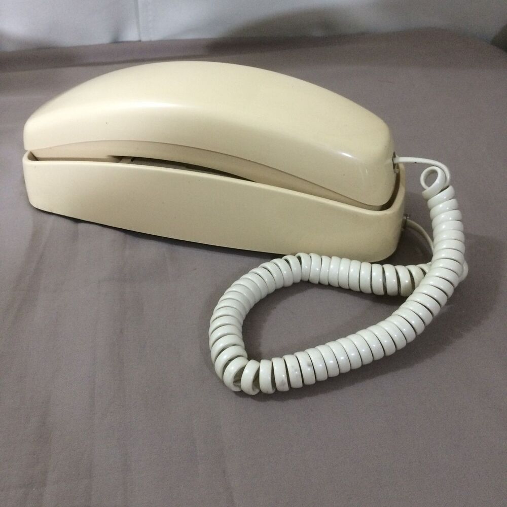 Vintage 1980s AT&T 210 Beige Corded Desk Phone Push Button Retro Untested